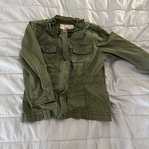 Decree Sage Green Half Sleeve Utility Jacket with Lace Detailing